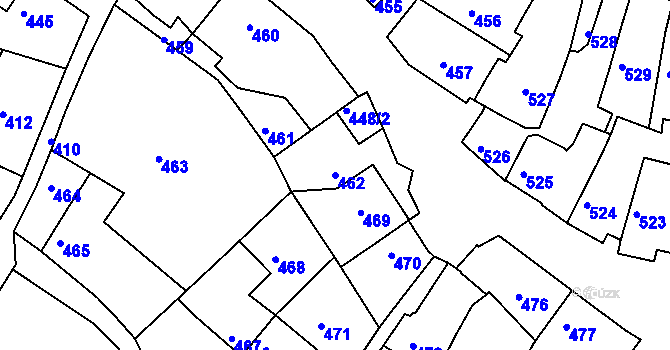 Parcela st. 462 v KÚ Jemnice, Katastrální mapa