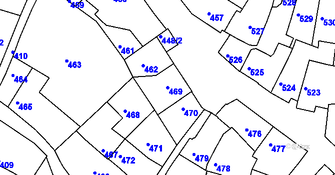 Parcela st. 469 v KÚ Jemnice, Katastrální mapa