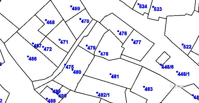 Parcela st. 478 v KÚ Jemnice, Katastrální mapa