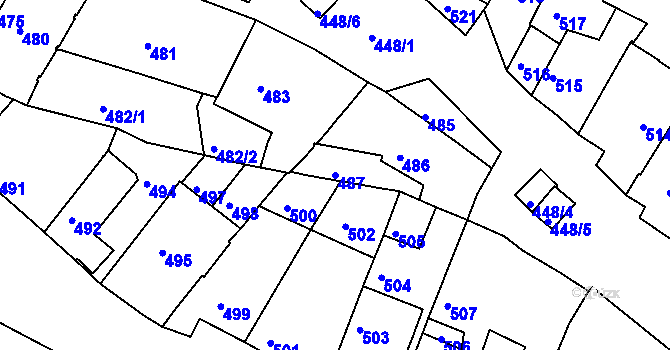 Parcela st. 487 v KÚ Jemnice, Katastrální mapa