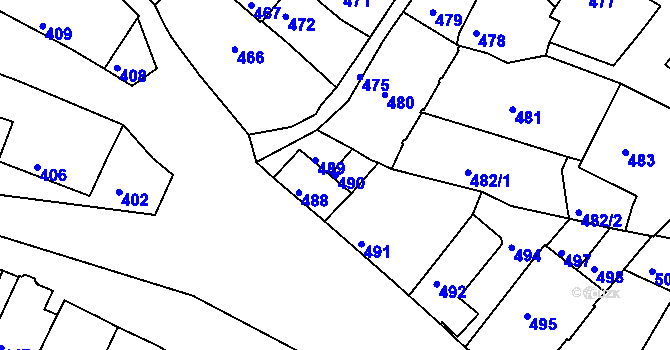 Parcela st. 490 v KÚ Jemnice, Katastrální mapa