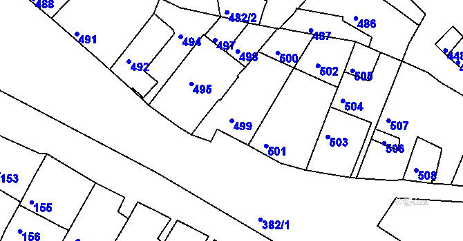 Parcela st. 499 v KÚ Jemnice, Katastrální mapa