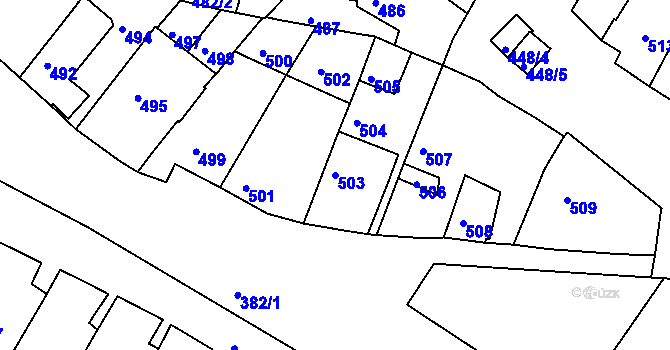 Parcela st. 503 v KÚ Jemnice, Katastrální mapa
