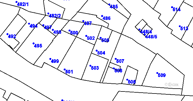 Parcela st. 504 v KÚ Jemnice, Katastrální mapa