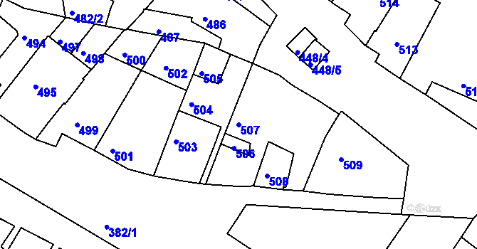 Parcela st. 507 v KÚ Jemnice, Katastrální mapa