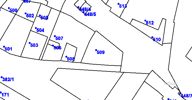 Parcela st. 509 v KÚ Jemnice, Katastrální mapa
