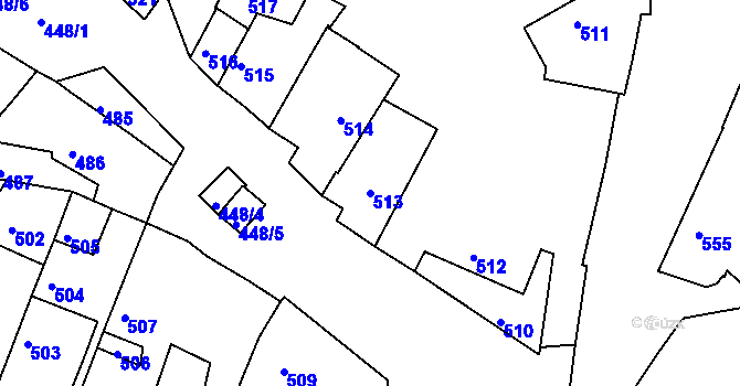 Parcela st. 513 v KÚ Jemnice, Katastrální mapa