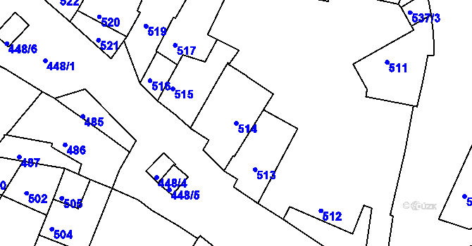 Parcela st. 514 v KÚ Jemnice, Katastrální mapa