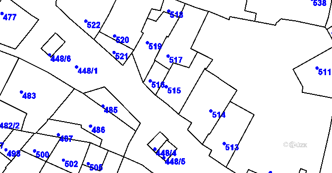 Parcela st. 515 v KÚ Jemnice, Katastrální mapa