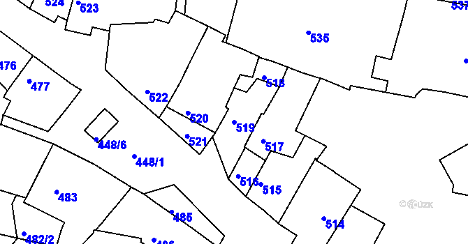 Parcela st. 519 v KÚ Jemnice, Katastrální mapa