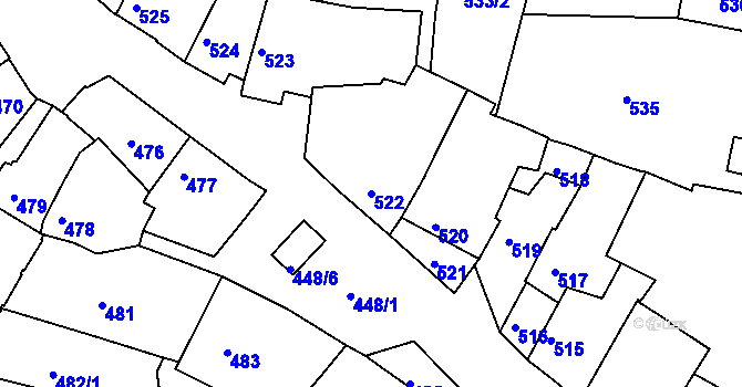 Parcela st. 522 v KÚ Jemnice, Katastrální mapa