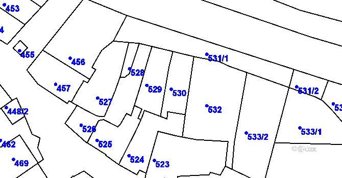Parcela st. 530 v KÚ Jemnice, Katastrální mapa