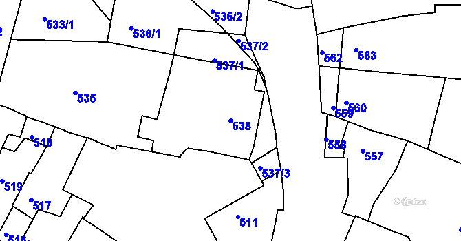 Parcela st. 538 v KÚ Jemnice, Katastrální mapa