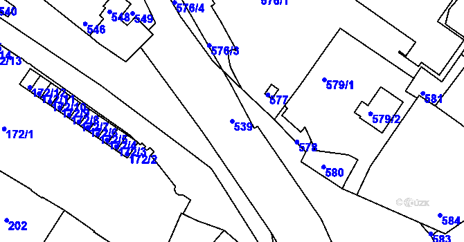 Parcela st. 539 v KÚ Jemnice, Katastrální mapa