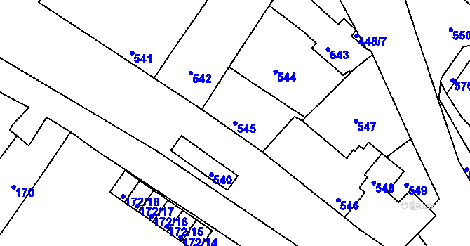 Parcela st. 545 v KÚ Jemnice, Katastrální mapa