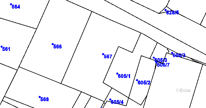 Parcela st. 567 v KÚ Jemnice, Katastrální mapa
