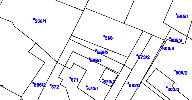 Parcela st. 569/2 v KÚ Jemnice, Katastrální mapa