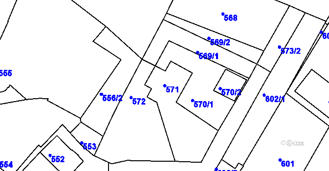Parcela st. 571 v KÚ Jemnice, Katastrální mapa