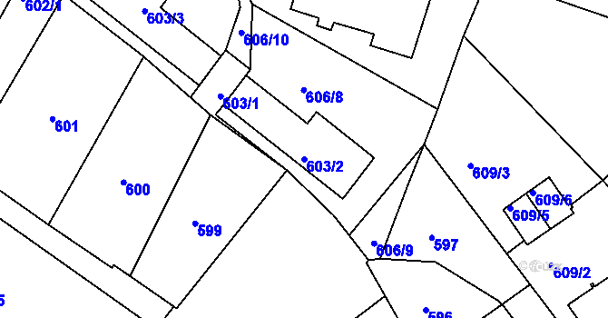 Parcela st. 603/2 v KÚ Jemnice, Katastrální mapa