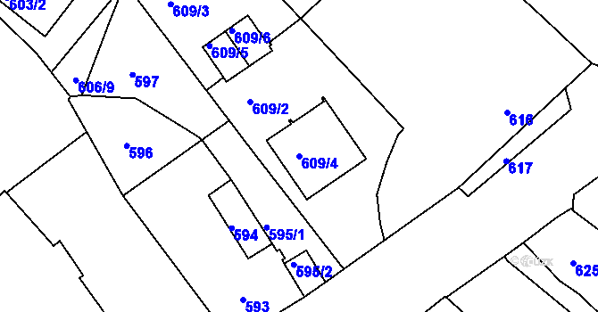 Parcela st. 609/4 v KÚ Jemnice, Katastrální mapa