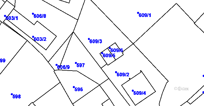 Parcela st. 609/5 v KÚ Jemnice, Katastrální mapa