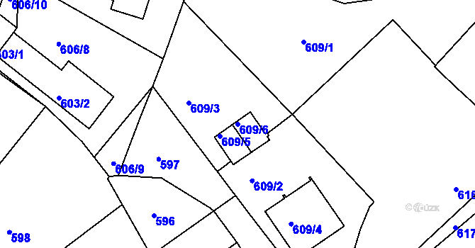 Parcela st. 609/6 v KÚ Jemnice, Katastrální mapa