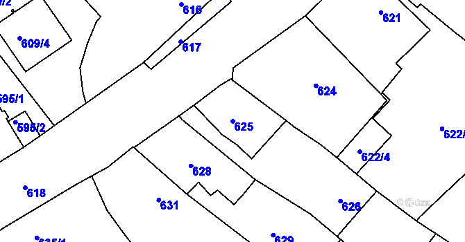 Parcela st. 625 v KÚ Jemnice, Katastrální mapa