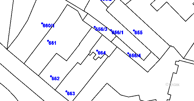 Parcela st. 664 v KÚ Jemnice, Katastrální mapa
