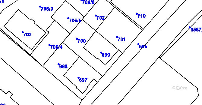 Parcela st. 699 v KÚ Jemnice, Katastrální mapa