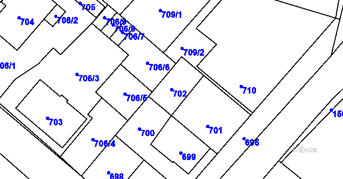 Parcela st. 702 v KÚ Jemnice, Katastrální mapa