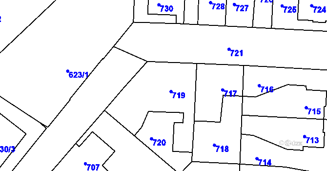 Parcela st. 719 v KÚ Jemnice, Katastrální mapa