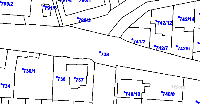 Parcela st. 738 v KÚ Jemnice, Katastrální mapa