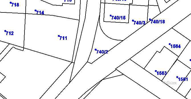 Parcela st. 740/2 v KÚ Jemnice, Katastrální mapa