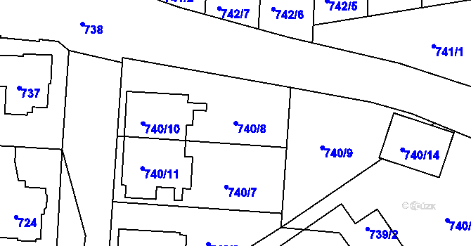 Parcela st. 740/8 v KÚ Jemnice, Katastrální mapa