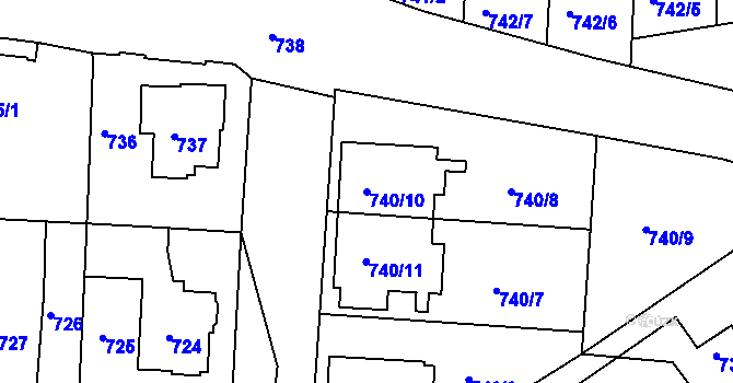 Parcela st. 740/10 v KÚ Jemnice, Katastrální mapa