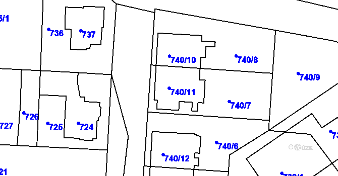 Parcela st. 740/11 v KÚ Jemnice, Katastrální mapa