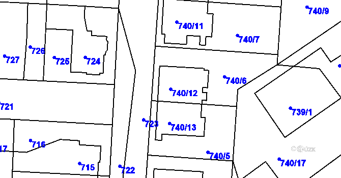 Parcela st. 740/12 v KÚ Jemnice, Katastrální mapa