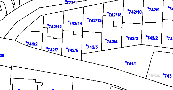 Parcela st. 742/5 v KÚ Jemnice, Katastrální mapa