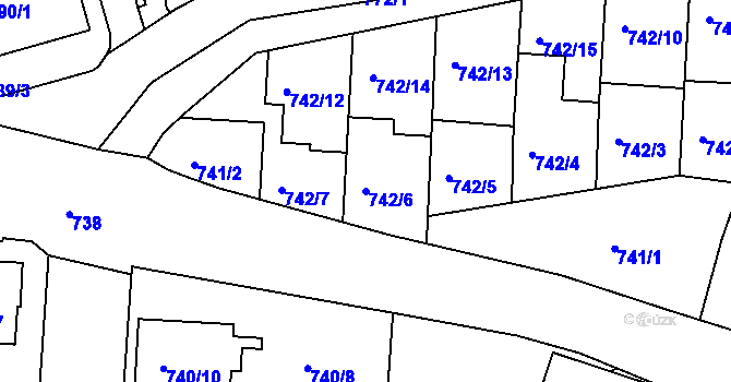 Parcela st. 742/6 v KÚ Jemnice, Katastrální mapa