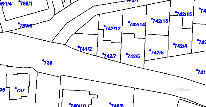 Parcela st. 742/7 v KÚ Jemnice, Katastrální mapa