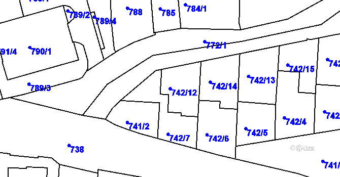 Parcela st. 742/12 v KÚ Jemnice, Katastrální mapa
