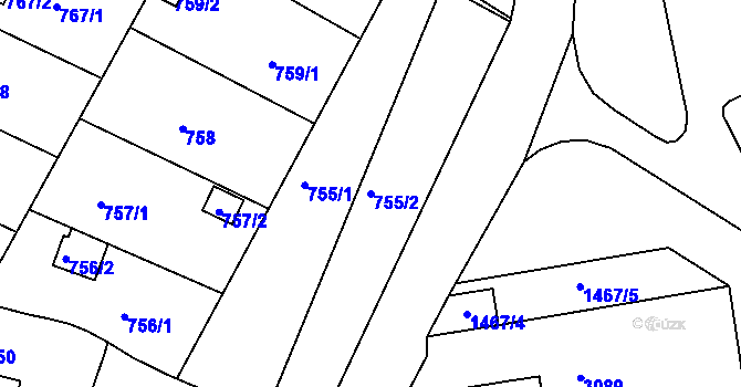 Parcela st. 755/2 v KÚ Jemnice, Katastrální mapa