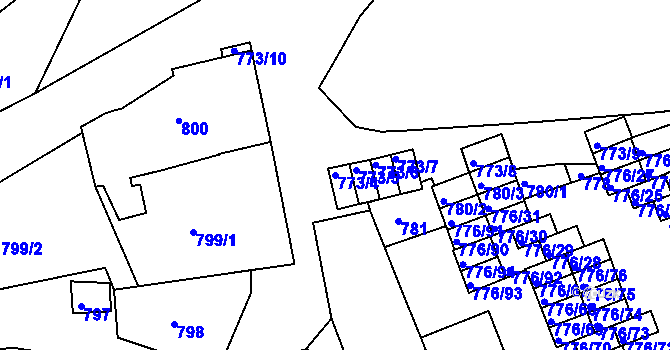 Parcela st. 773/4 v KÚ Jemnice, Katastrální mapa