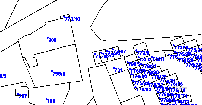 Parcela st. 773/5 v KÚ Jemnice, Katastrální mapa