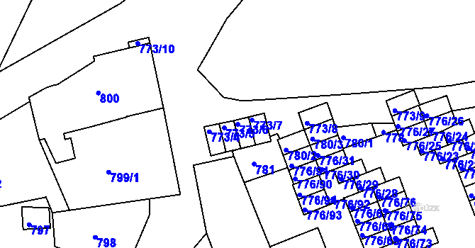 Parcela st. 773/6 v KÚ Jemnice, Katastrální mapa
