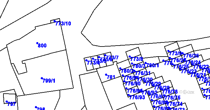 Parcela st. 773/7 v KÚ Jemnice, Katastrální mapa
