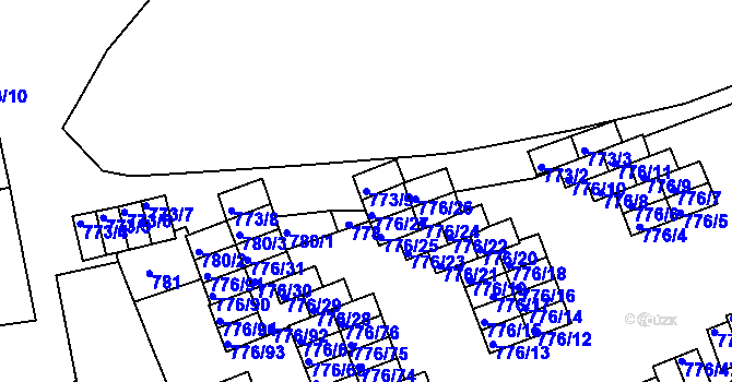 Parcela st. 773/9 v KÚ Jemnice, Katastrální mapa