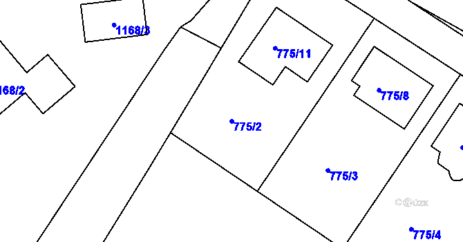 Parcela st. 775/2 v KÚ Jemnice, Katastrální mapa