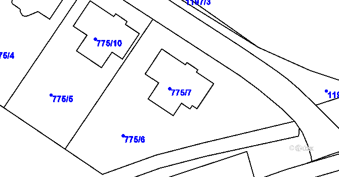 Parcela st. 775/7 v KÚ Jemnice, Katastrální mapa