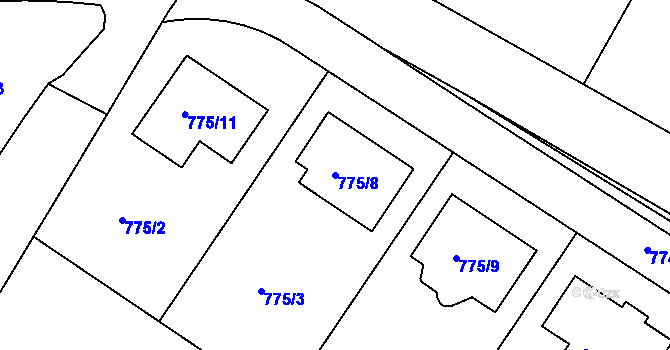 Parcela st. 775/8 v KÚ Jemnice, Katastrální mapa